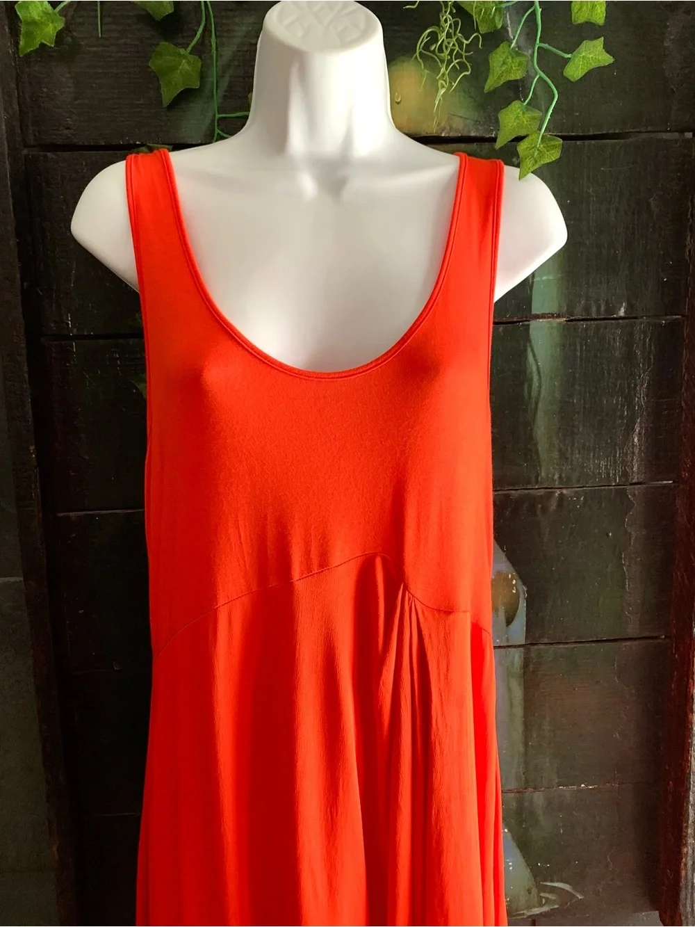 Anthropologie Gemini Pullover Mixed Fabric Asymmetric Tank Dress Midi Orange - L - Picture 4 of 12